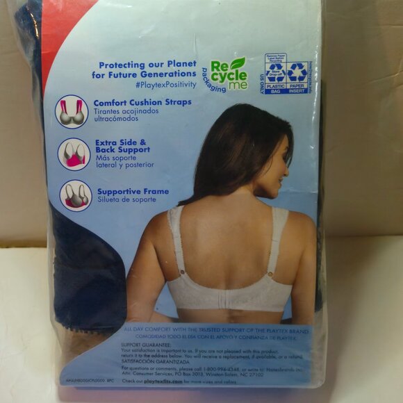 Playtex 18 Hour Ultimate Shoulder Comfort Bra Size 42C Sailor Blue - Picture 2 of 4